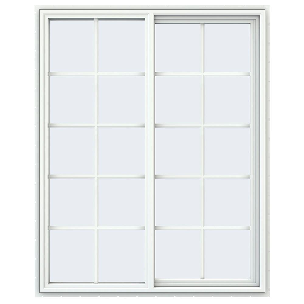 Jeld Wen 47 5 In X 59 V 4500 Series White Vinyl Right Handed Sliding Window With Colonial Grids Grilles