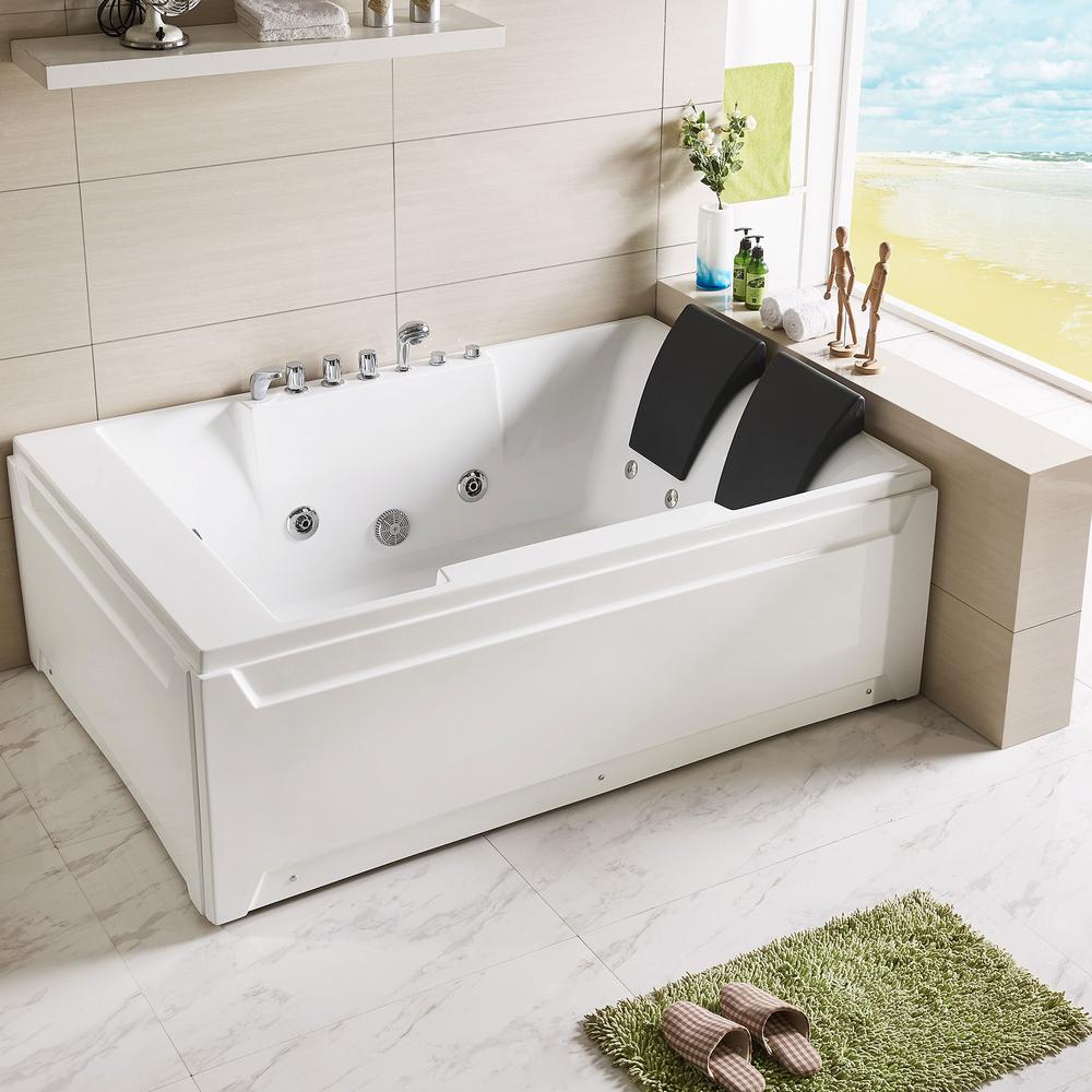 Empava 72 In. Acrylic Left Drain Rectangular Alcove Whirlpool Bathtub ...