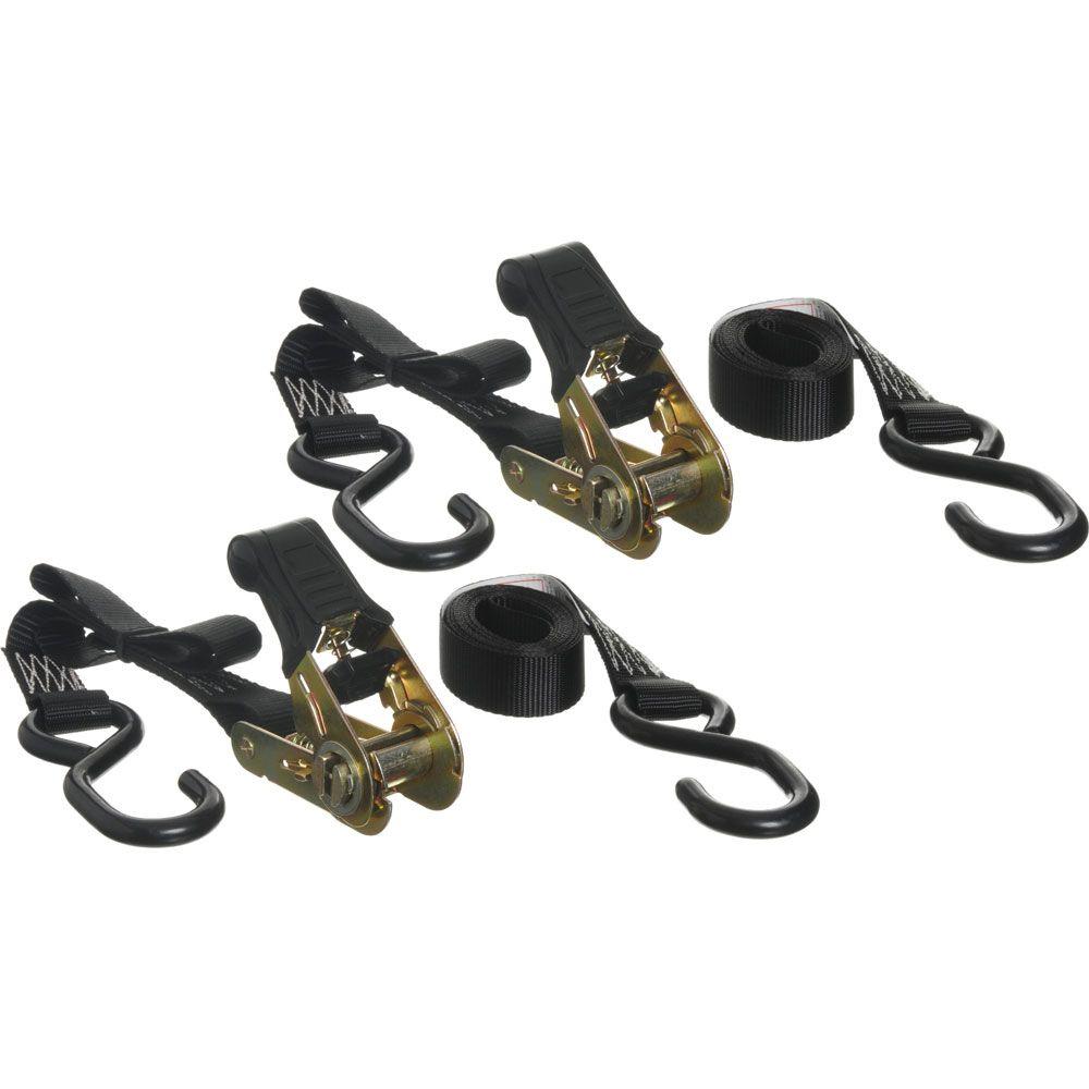 Keeper 8 ft. x 1 in. x 500 lbs. Motorcycle Ratchet TieDown with Soft