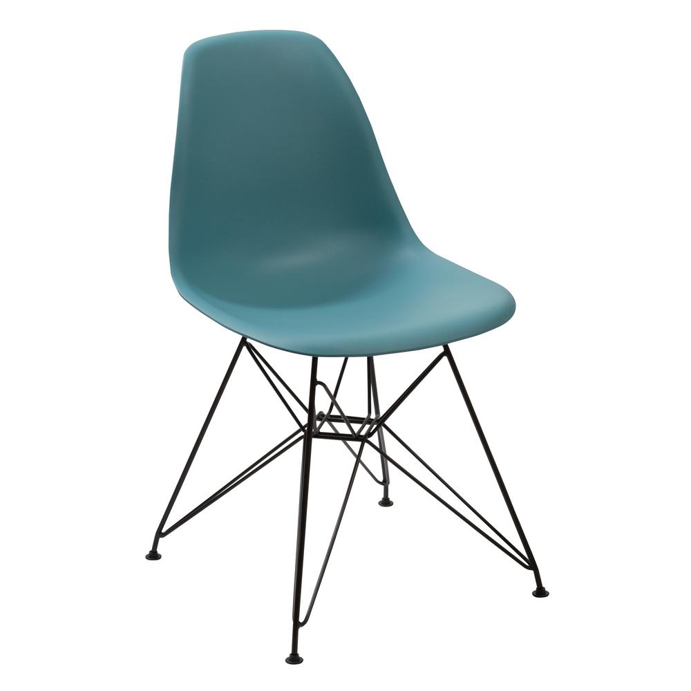 Unbranded Rostock Blue Injection Molded Dining Chair With Metal Wire Base 9l5666r The Home Depot