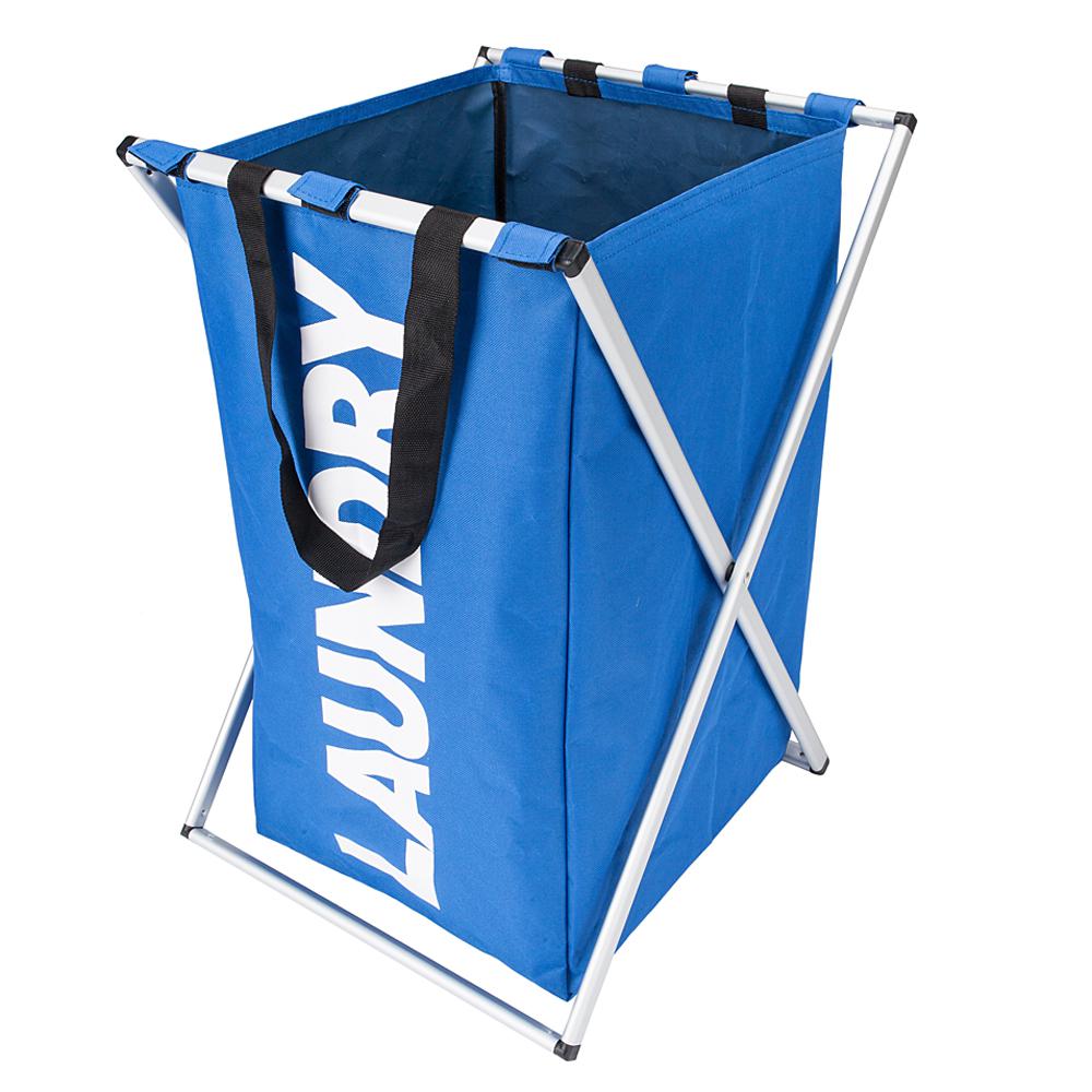 Blue Laundry Baskets Room Storage The Home Depot Blue Fabric Aluminum Alloy Single Lattice Storage Laundry Basket
