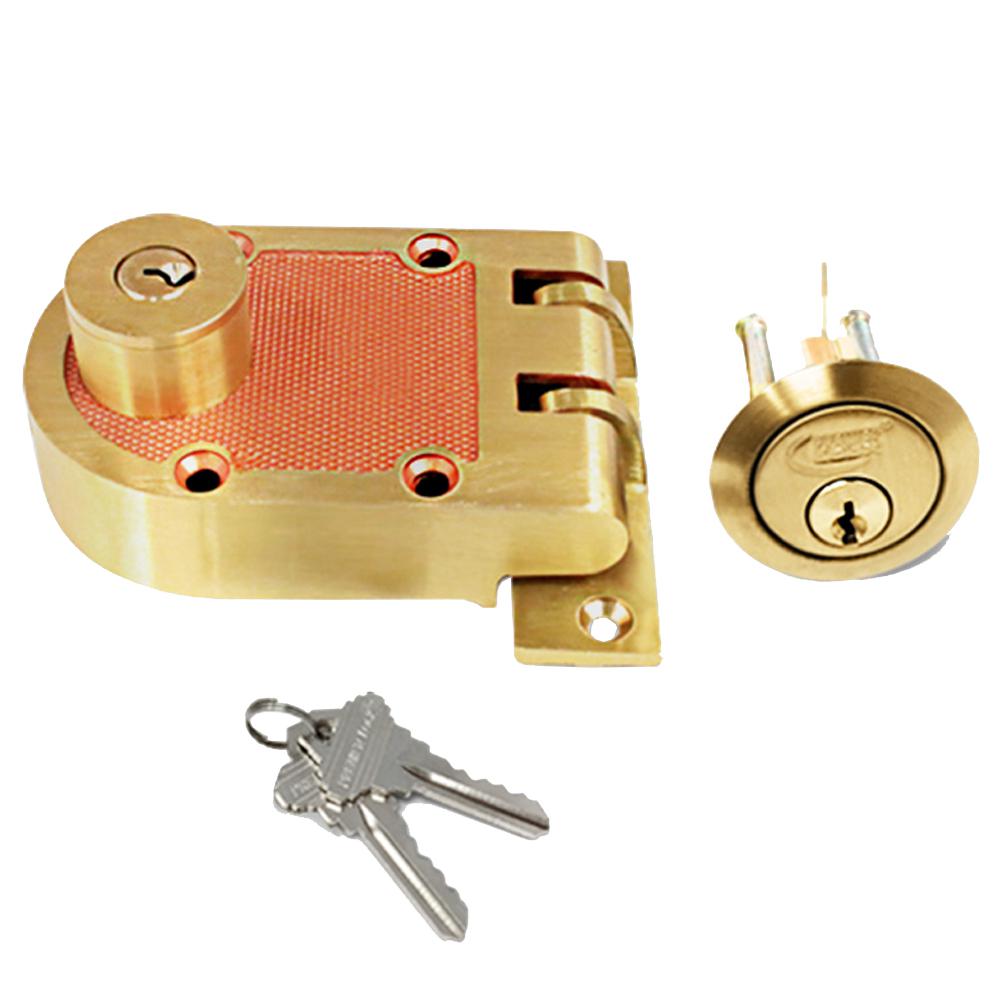 Grip Tight Tools Solid Brushed Brass Heavy-Duty Jimmy Proof Double Cylinder Deadbolt Lock Combo ...