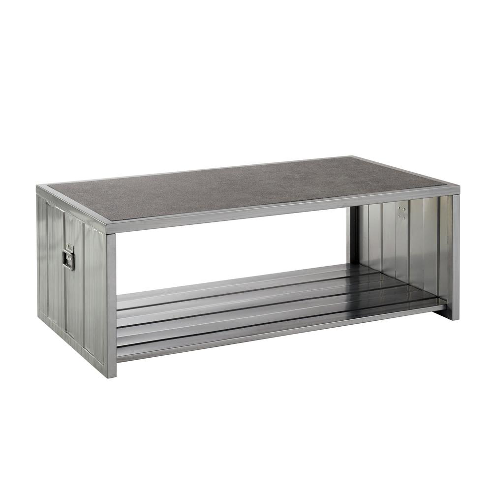 Furniture Of America Lispen Hand Brushed Silver Coffee Table Idf Furniture Of America Lispen Hand Brushed Silver Coffee Table