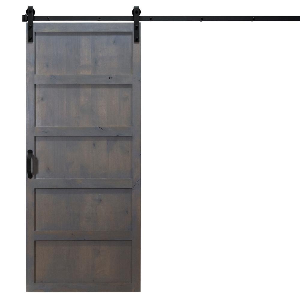 5 Panel Barn Doors Interior Closet The Home Depot 5 Panel Ash Gray Alder Wood Interior Barn