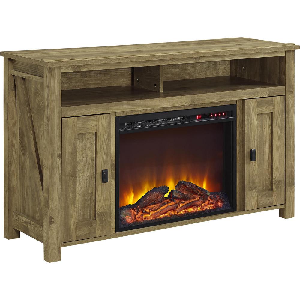 Ameriwood Brownwood Light Pine 50 In Media Stand With Fireplace Ameriwood Brownwood Light Pine 50 In Media Stand With Fireplace