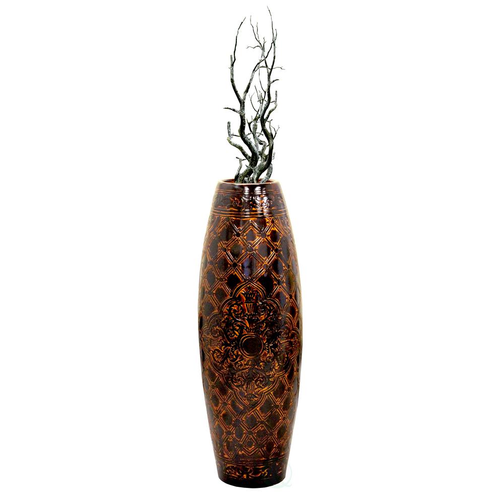 Uniquewise 36 In Tall Antique Style Brown Floor Vase