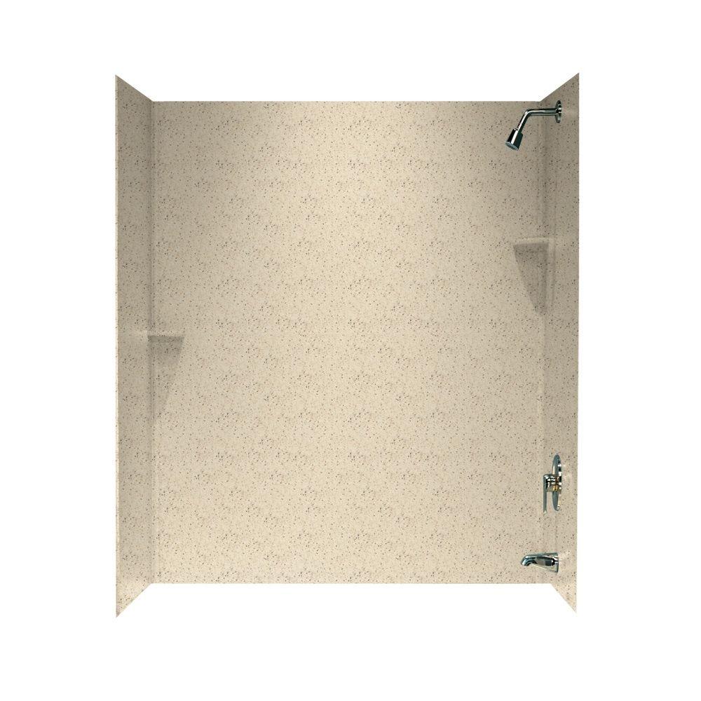 Swan 30 in. x 60 in. x 72 in. 3-Piece Easy Up Adhesive Alcove Tub Surround in Tahiti Desert