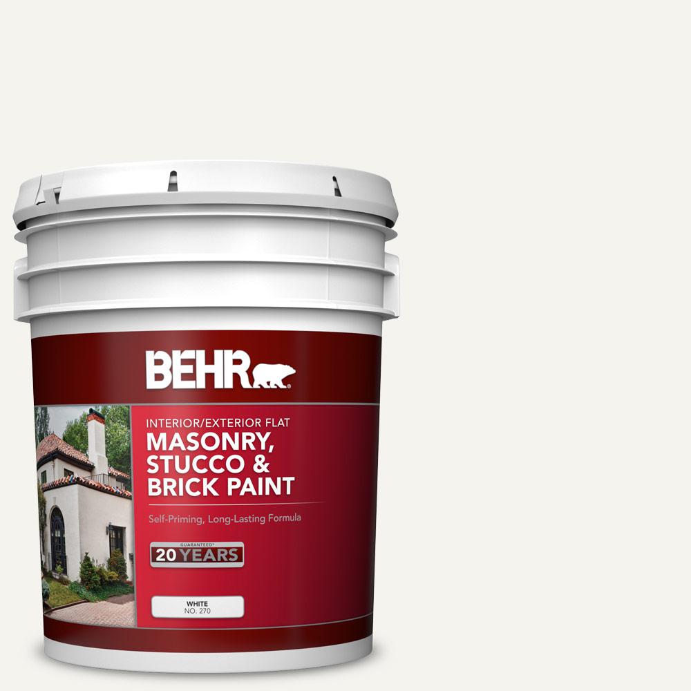 BEHR 5 gal. 75 Polar Bear Flat Interior/Exterior Masonry