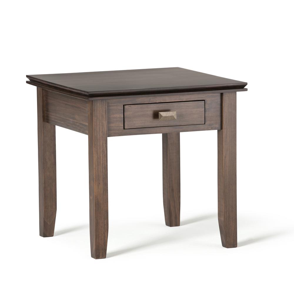 Brooklyn Max Holden Solid Wood 21 Inch Wide Square Contemporary End Side Table In Natural Aged Brown Bmhol002 Nab The Home Depot