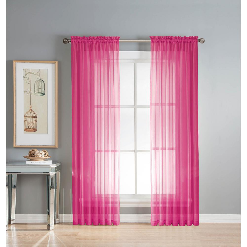 Window Elements Sheer Diamond Hot Pink Rod Pocket Extra Wide Window Elements Sheer Diamond Hot Pink Rod Pocket Extra Wide Curtain Panel 56 In