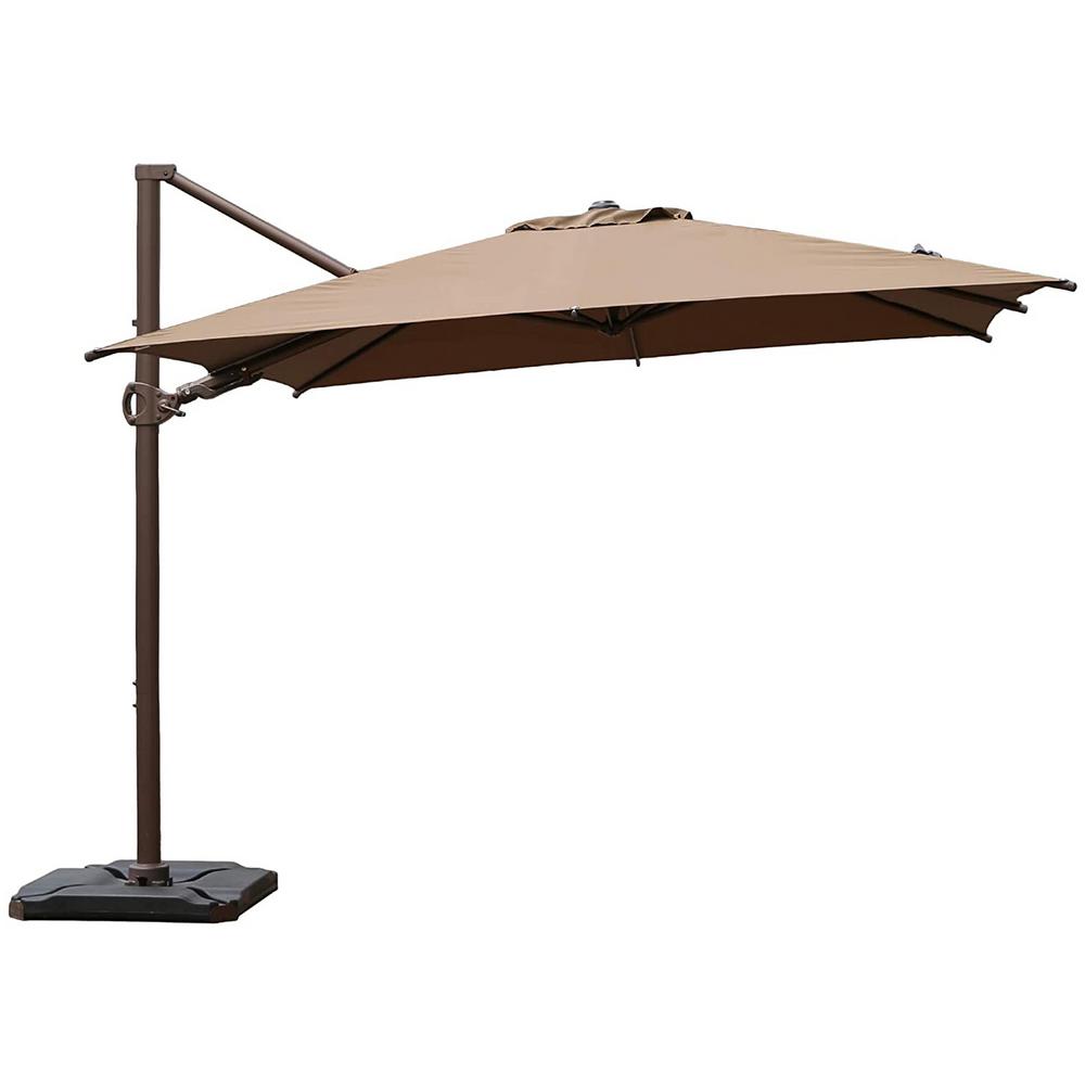 Abba Patio 10 Ft X 10 Ft 360 Degree Rotating Aluminum Cantilever Patio Umbrella With Base Weight In Cocoa Hdtrc33dt The Home Depot