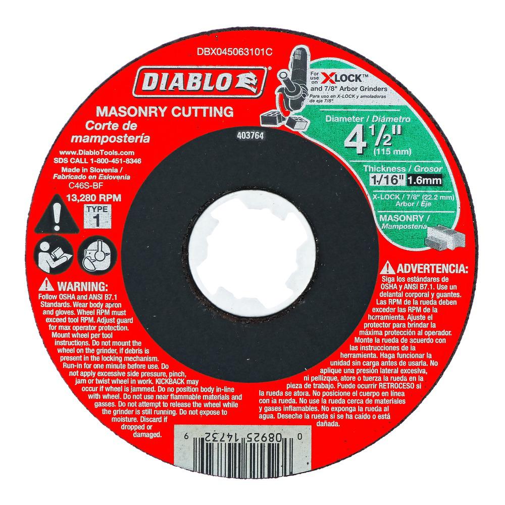 DIABLO 41/2 in. Type 1 Masonry Cutting for XLock and All Grinders