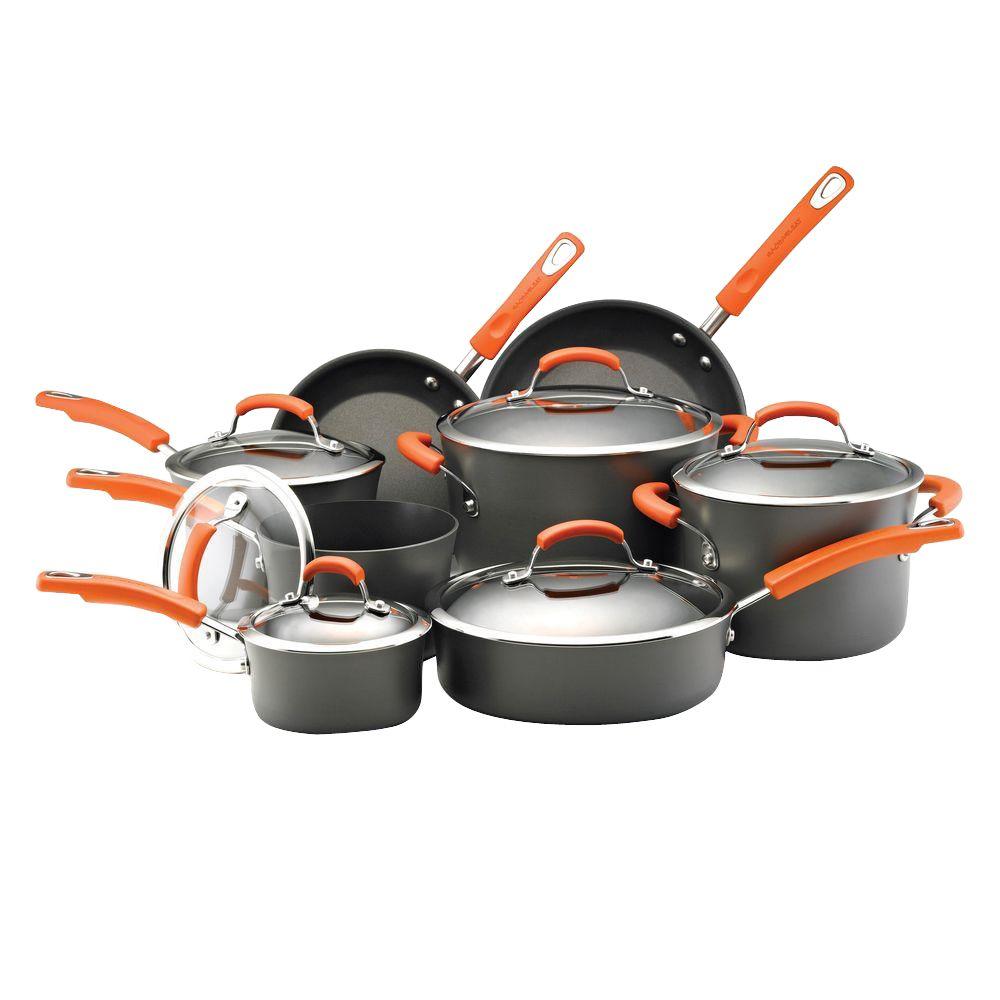 Rachael Ray 14-Piece Gray/Orange Cookware Set with Lids by Rachael Ray