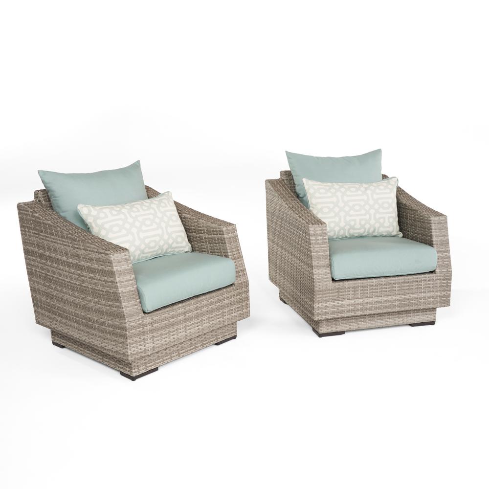 Rst Brands Cannes 2 Piece All Weather Wicker Patio Club Chair Seating Set With Spa Blue Cushions Op Peclb2 Cns Spa K The Home Depot