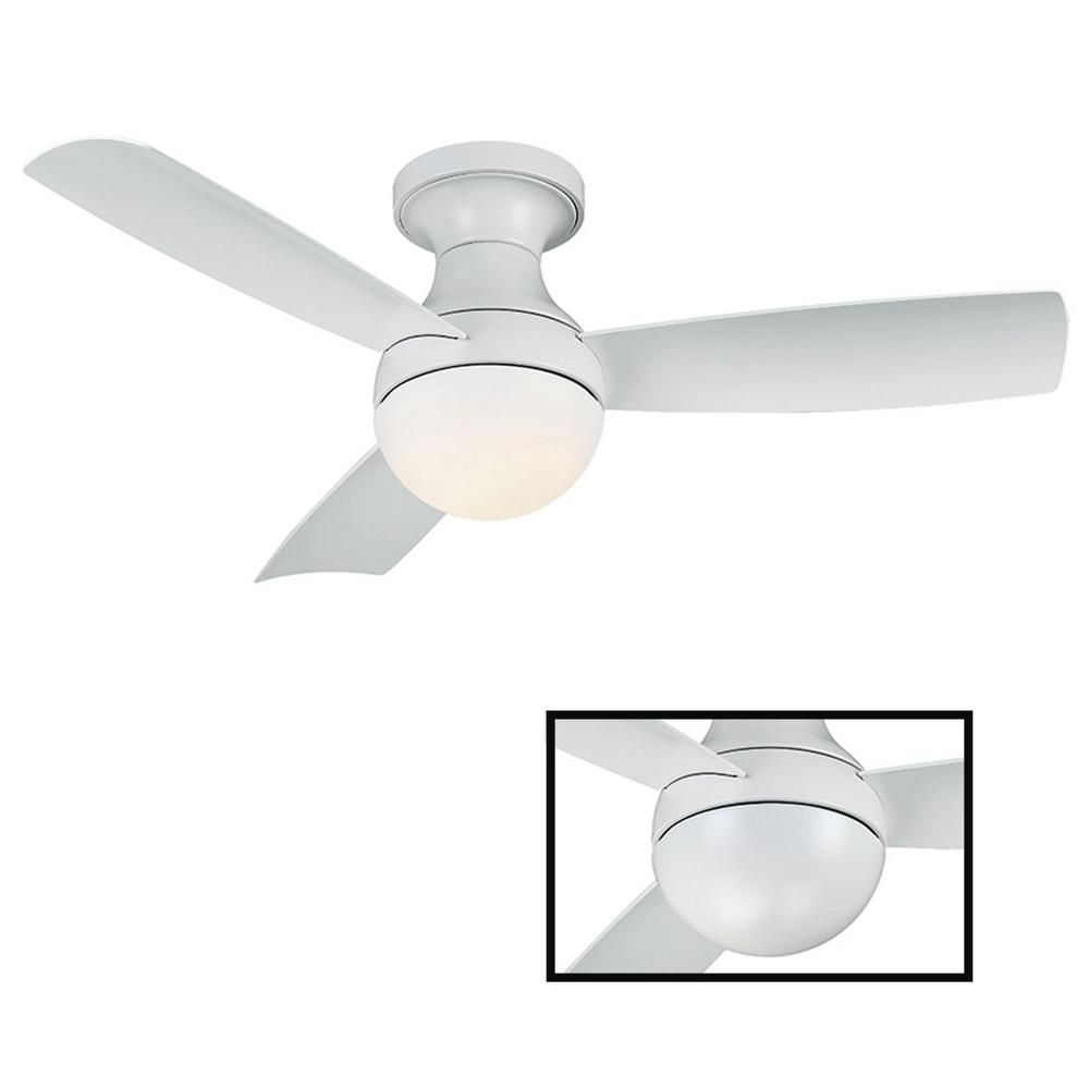 Modern Forms Aloft 44 In Led Indoor Outdoor Matte White 3 Blade Smart Flush Mount Ceiling Fan With 3000k Light Kit And Wall Control