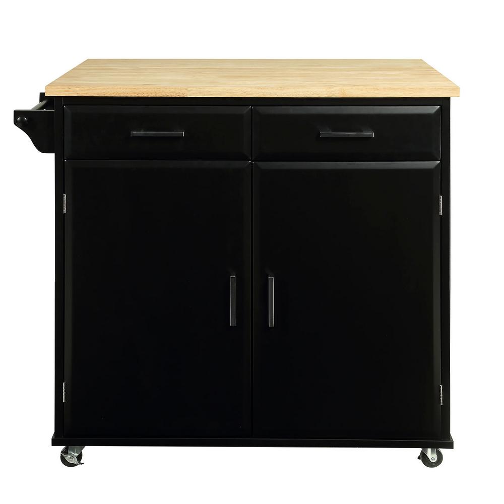 USL Macie Black Kitchen Cart With Natural Wood Top SK19250A1 BK The   Black With Natural Wood Top Usl Kitchen Carts Sk19251a Bk 64 1000 