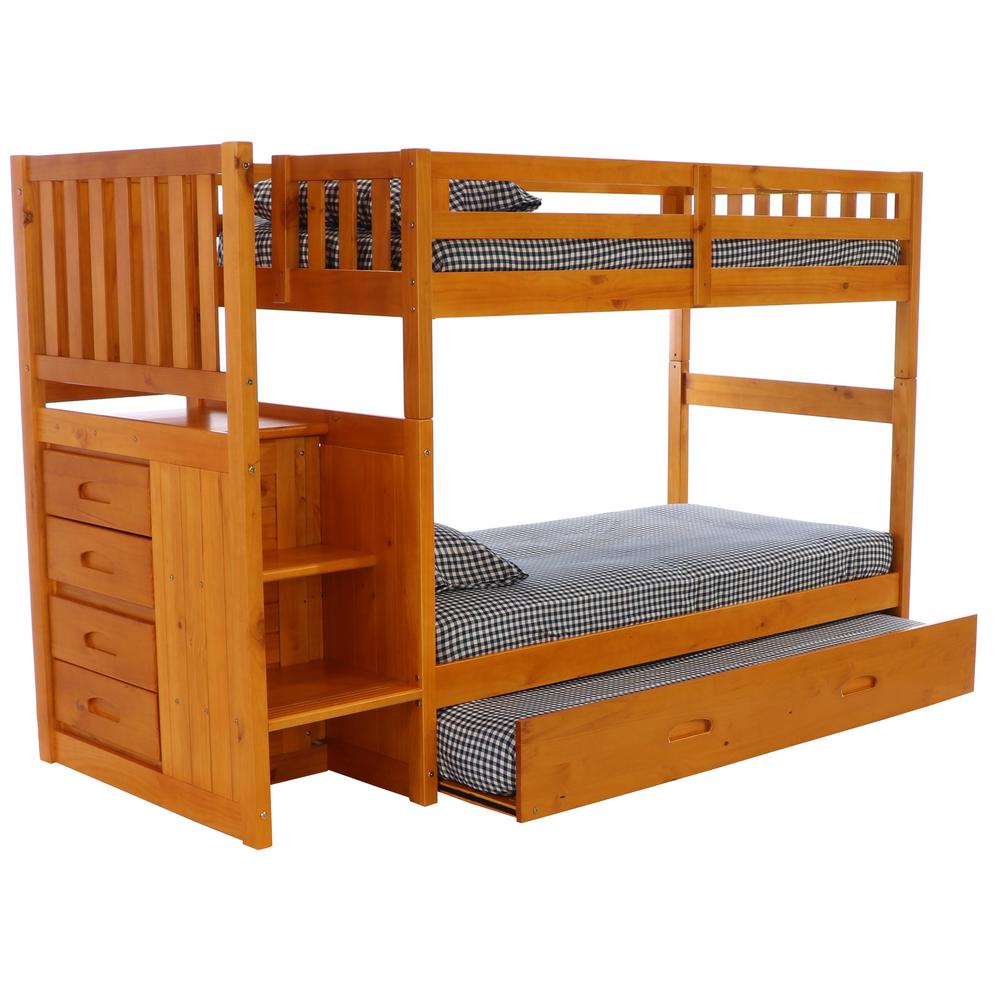 American Furniture Classics Honey Twin Over Twin Solid Pine