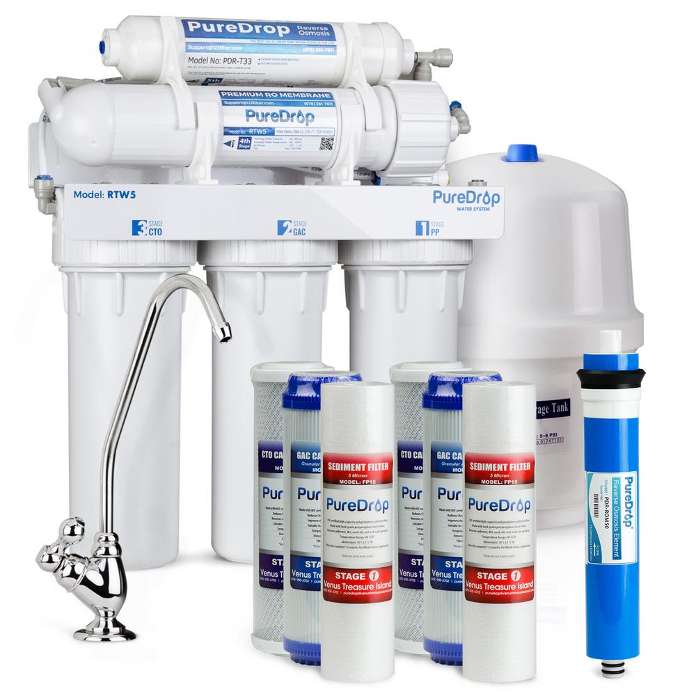 Puredrop 5 Stage Reverse Osmosis Water Filtration System With Pre