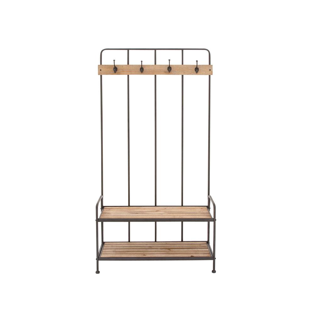 Litton Lane Brown And Black Wooden Metal Coat Rack With Shelves Litton Lane Brown And Black Wooden Metal Coat Rack With Shelves