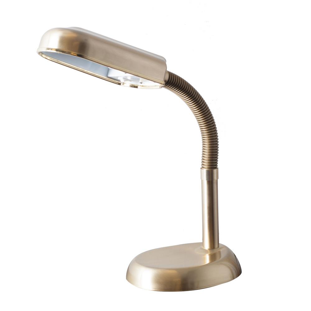 Lavish Home 22 In Brass Natural Sunlight Gooseneck Desk Lamp