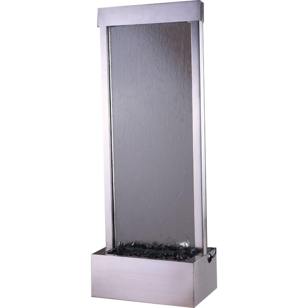 Bluworld Of Water 48 In Floor Fountain With Clear Glass And Brushed Floor Fountain With Clear Glass And Brushed Stainless Steel Frame
