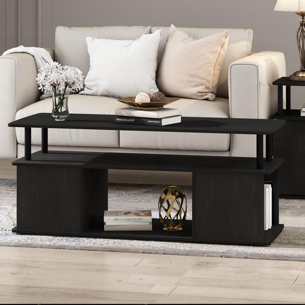 Furinno Jaya 48 in. Blackwood Large Rectangle Wood Coffee Table with