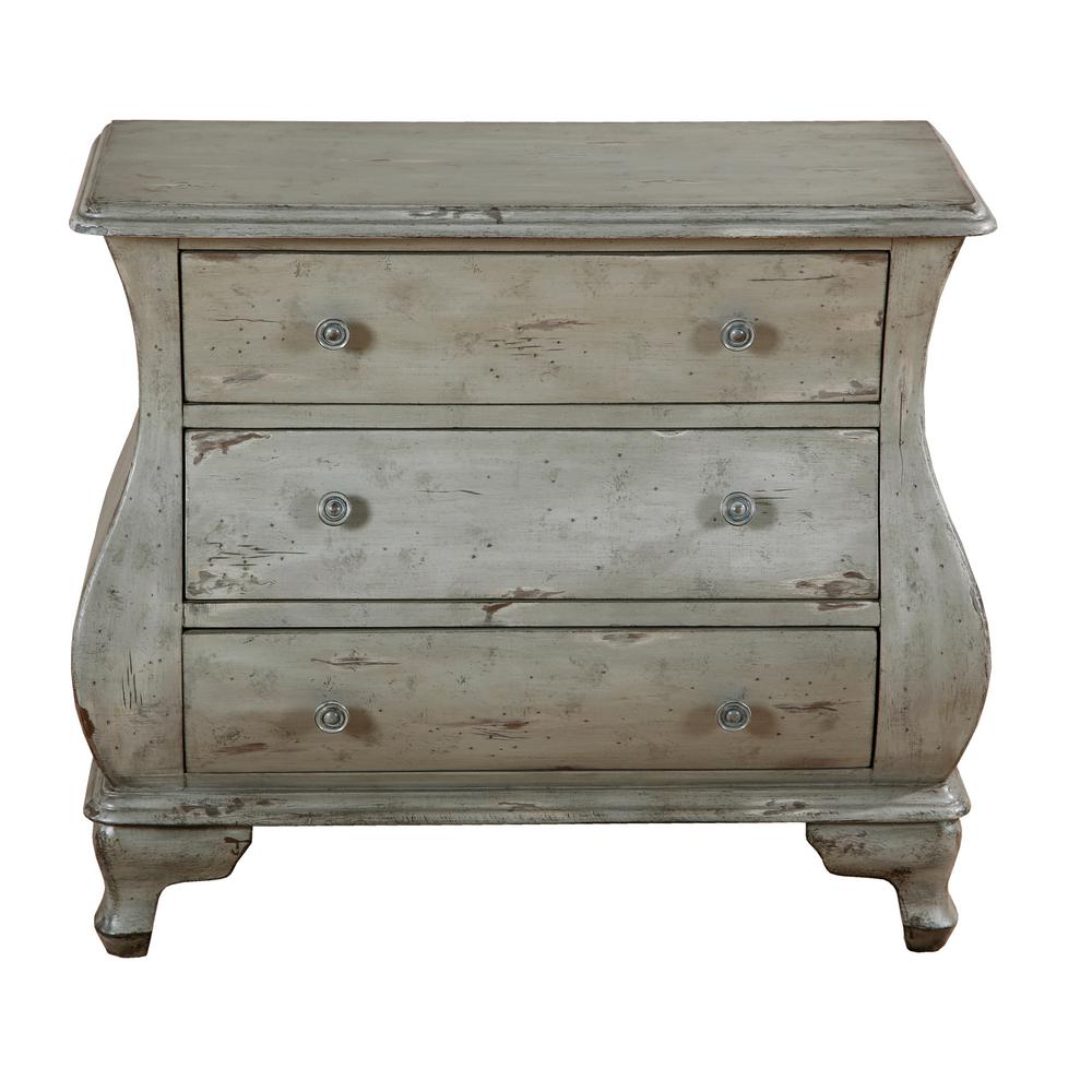 Homefare Distressed Soft Grey 3 Drawer Bombay Chest Ds D229 002