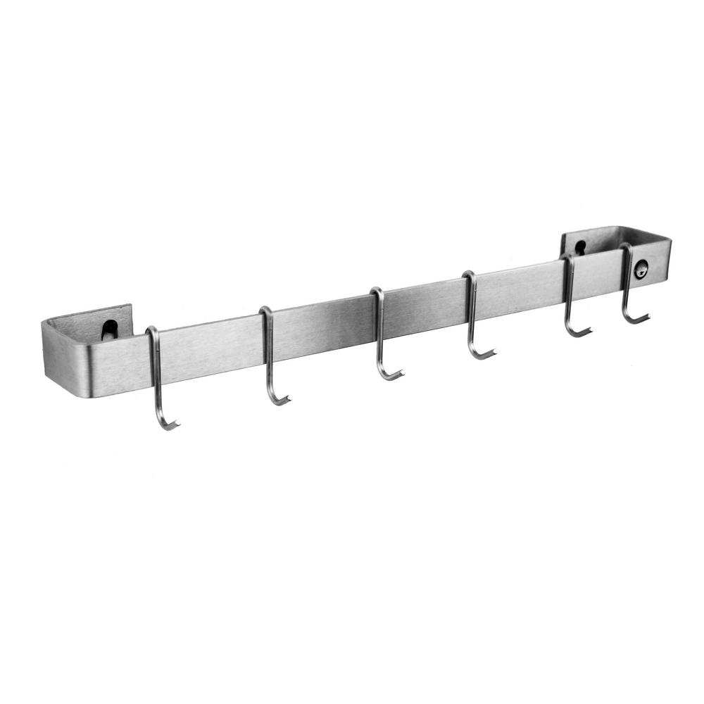 Enclume Handcrafted 24 in. Stainless Steel Easy Mount Wall Rack with 6 ...