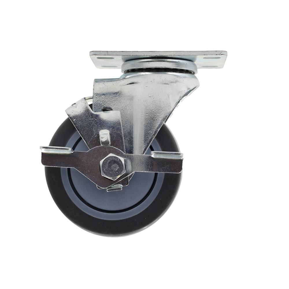 4 in. Medium Duty Gray TPR Swivel Plate Caster with 250 lbs. Weight Capacity
