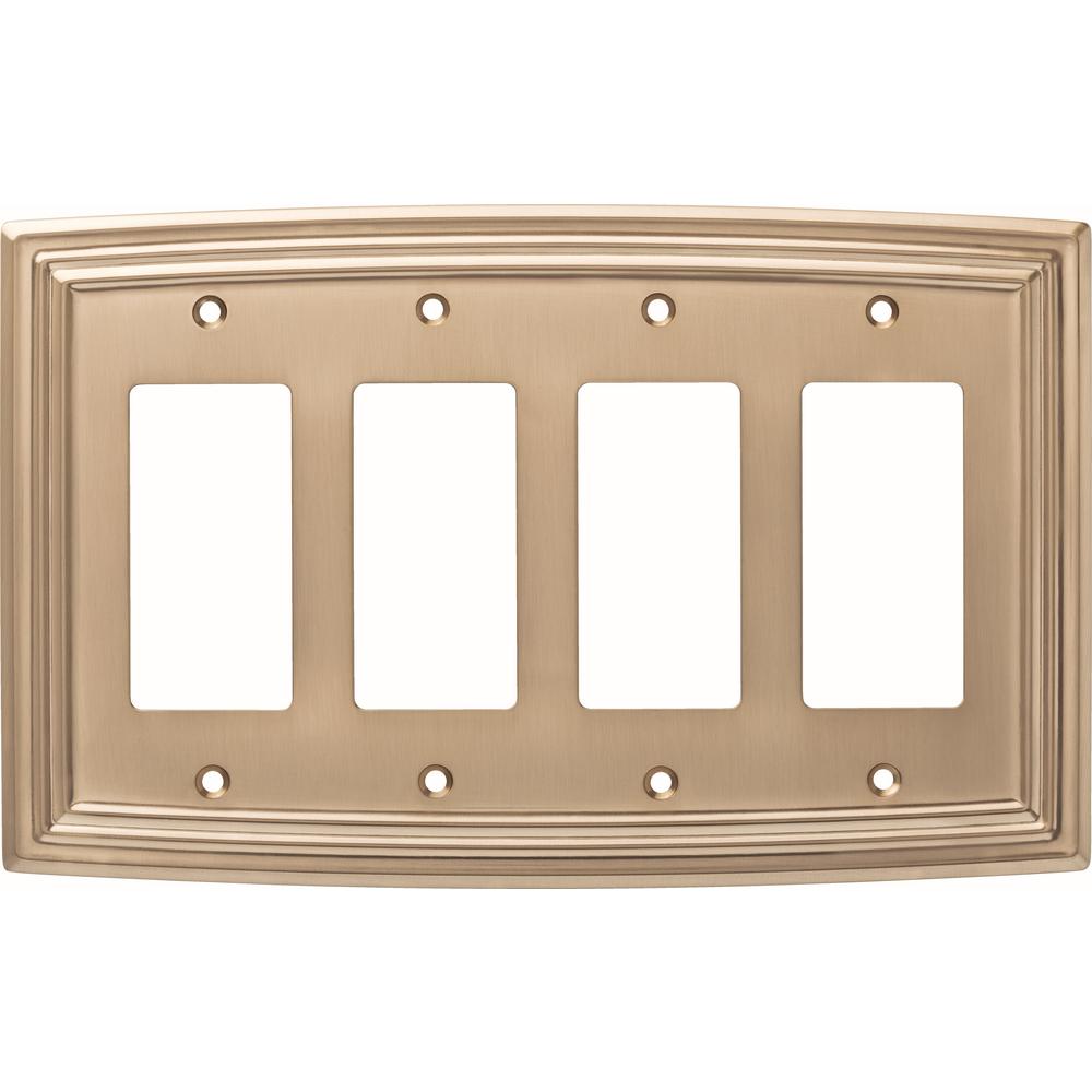 Liberty Emery Decorative Quadruple Rocker Switch Cover, Champagne
