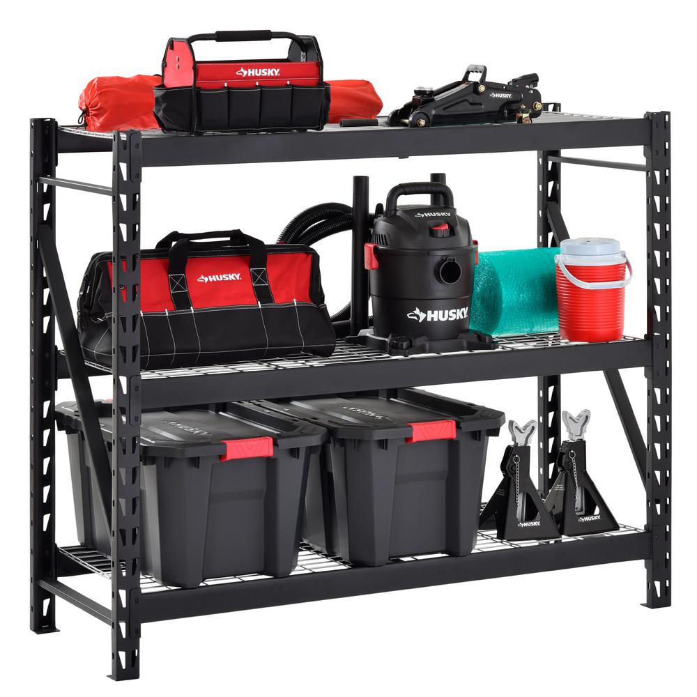 Husky Black 4Tier Heavy Duty Steel Garage Storage Shelving (77 in. W x
