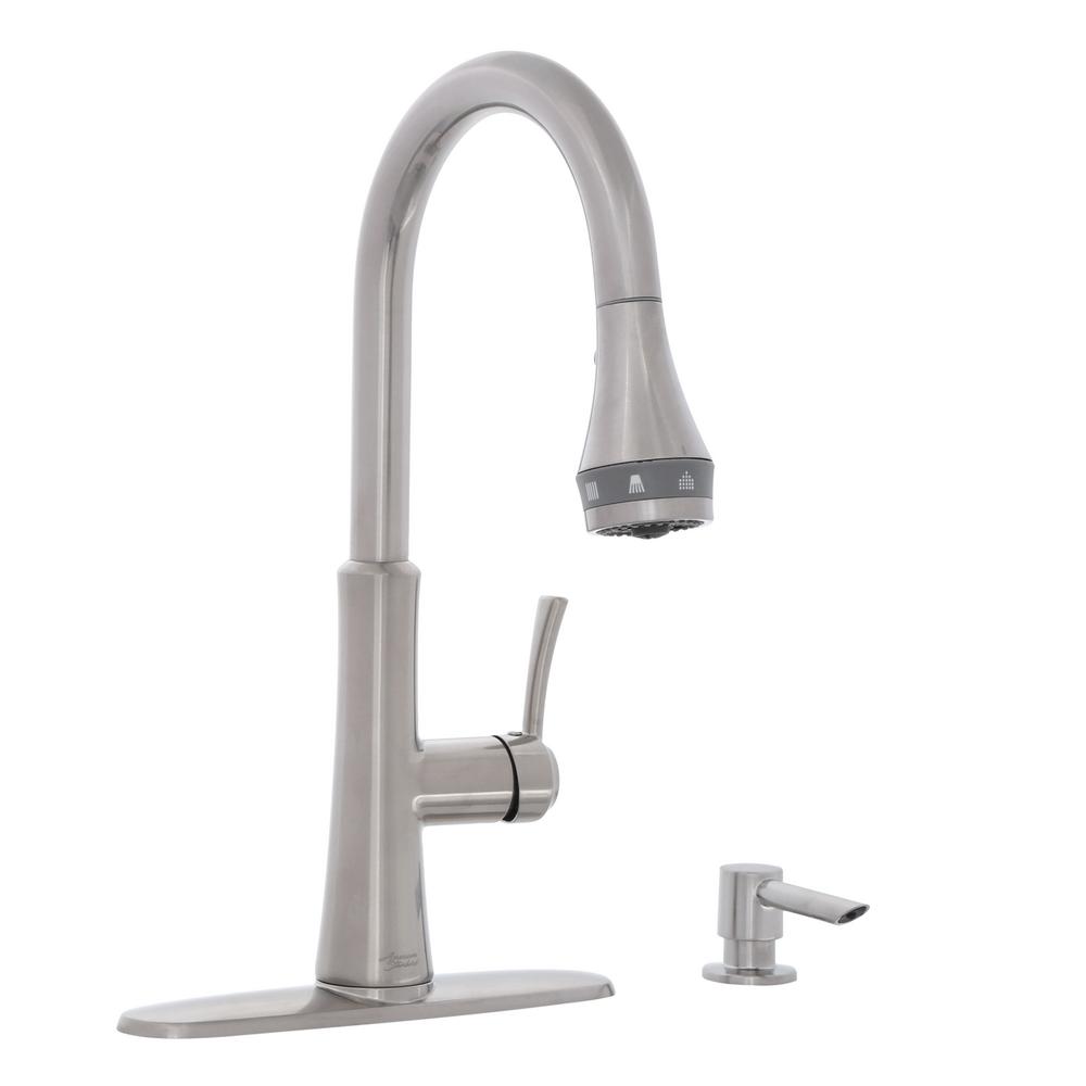 American Standard Huntley Selectflo Single Handle Pull Down Sprayer Kitchen Faucet In Stainless Steel