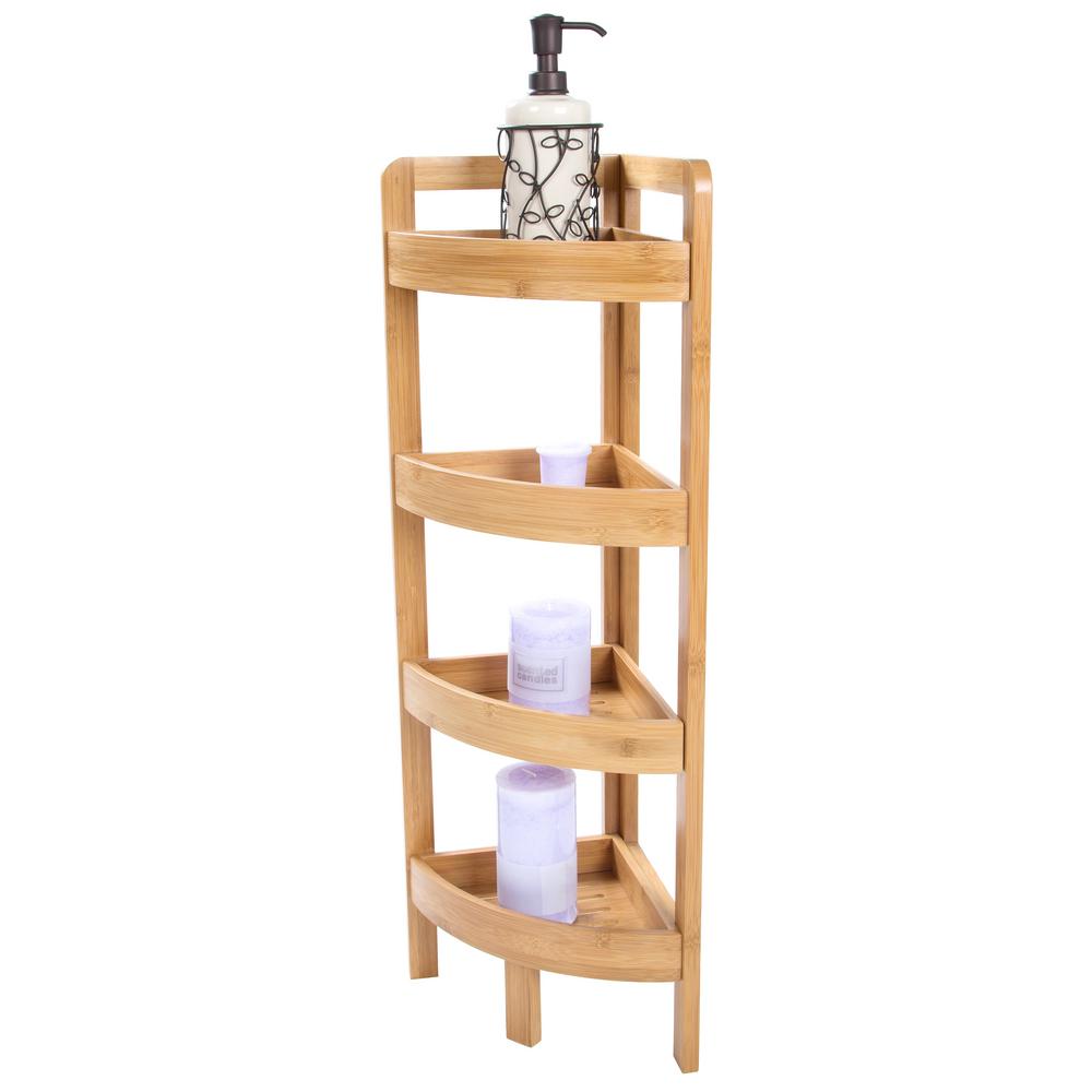 Trademark Innovations Tan 4 Tier Bamboo Corner Shelving Unit 9 In W X 32 H D Bamb 4shelf The Home Depot - Corner Shelf Unit Trademark Innovations Tan 4 Tier Bamboo Corner Shelving Unit 9 In W X 32 H D Bamb 4shelf The Home Depot - Corner Shelf Unit