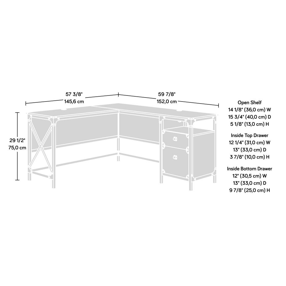 Sauder Steel River Milled Mesquite L Shaped Desk 425908 The Home