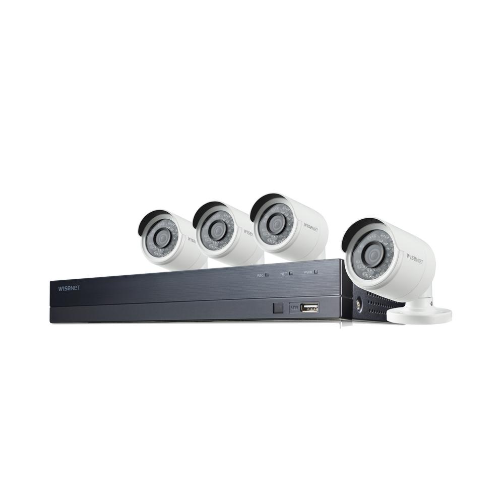 UPC 044701000105 product image for Wisenet 8-Channel 1080p 1TB DVR Surveillance System with 4-Wired Bullet Cameras | upcitemdb.com