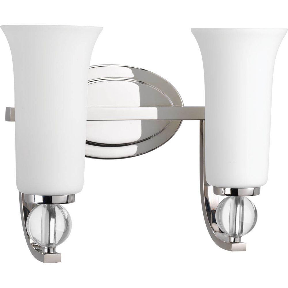 Progress Lighting Elina Collection 2 Light Polished Nickel Bathroom Progress Lighting Elina Collection 2 Light Polished Nickel Bathroom Vanity With Gl Shades