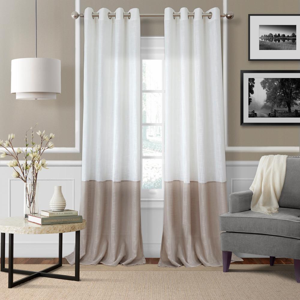 Elrene Melody Color Block Semi Sheer Window Curtain 18870ivr The