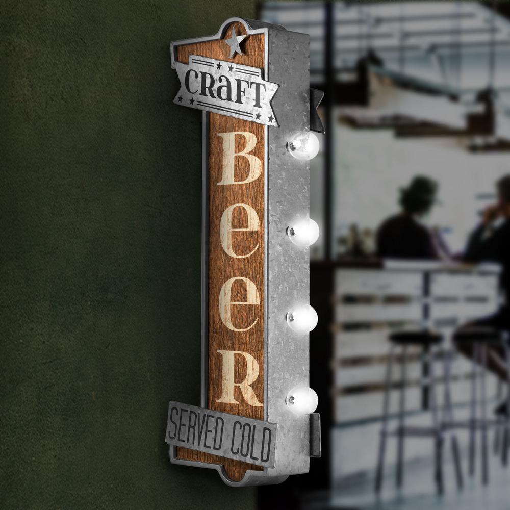 Crystal Art Gallery Craft Beer Metal Bar Light Vintage Marquee Led