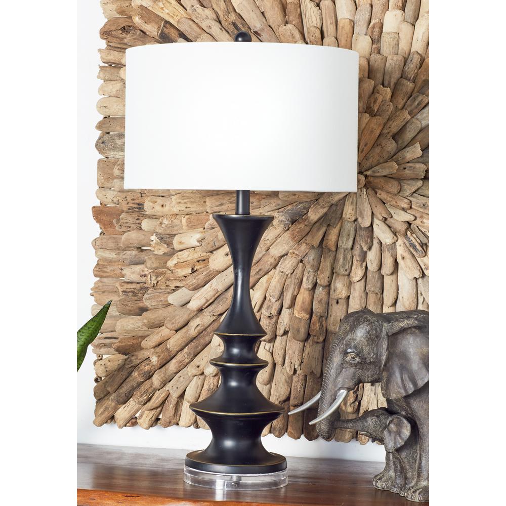 Litton Lane 31 In Dark Brown Turned Wood Design Polystone Table