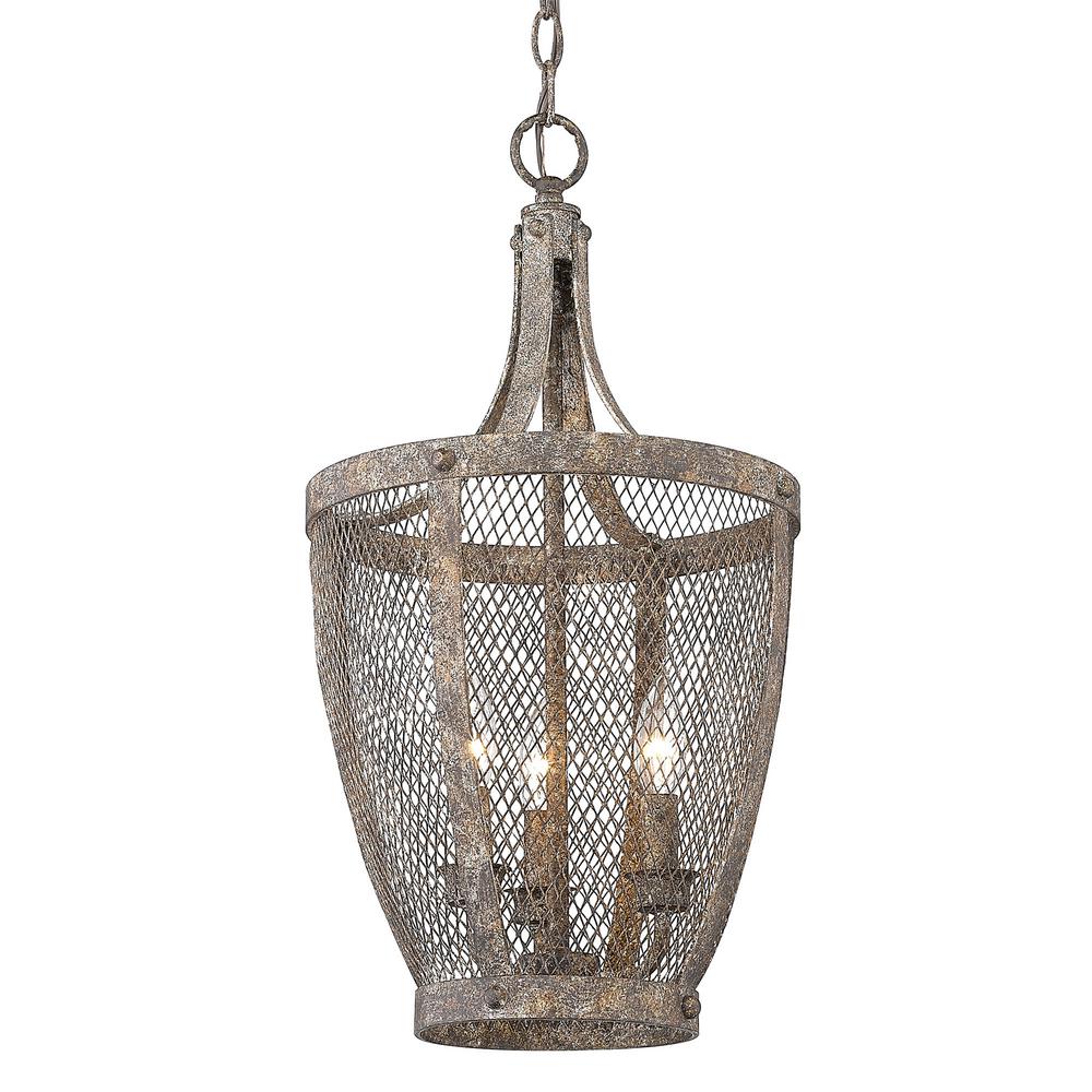 Golden Lighting Calgary 3 Light Pebbled Rust Center Bowl Pendant Lighting Calgary 3 Light Pebbled Rust