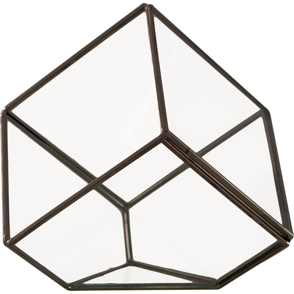 Pride Garden Products Mika 4 in. x 6 in. Glass Faceted Cube Terrarium