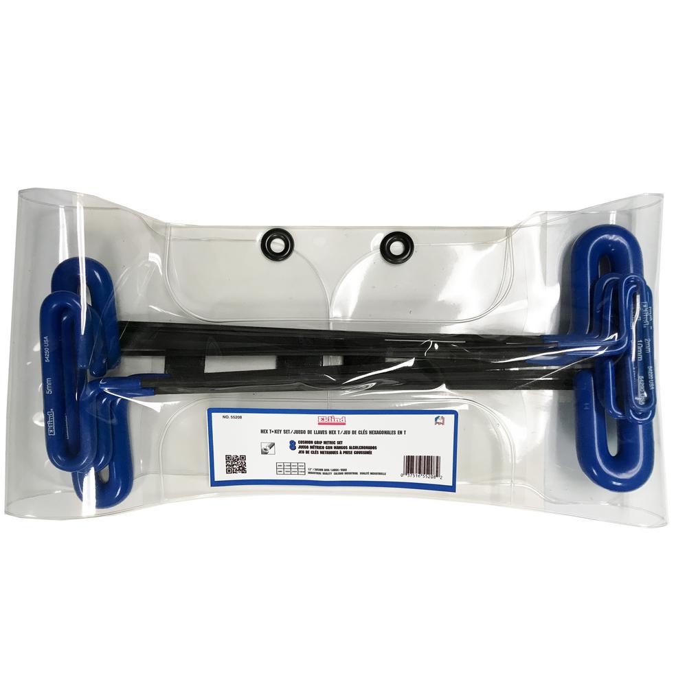 Eklind 55198 8 Piece 9/" Cushion Grip Metric Hex T-Key Set