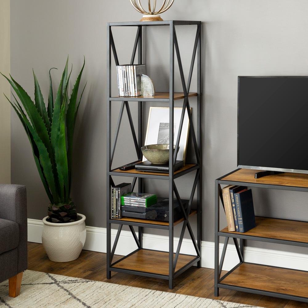 Walker Edison Furniture Company 61 in. Barnwood/Black Metal 4shelf