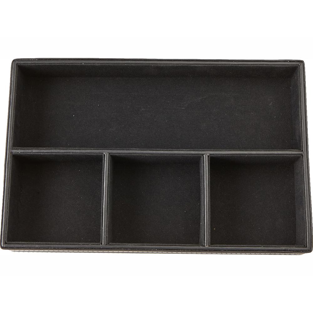 Mind Reader Faux Leather 4 Compartment Tray Desk Organizer Black