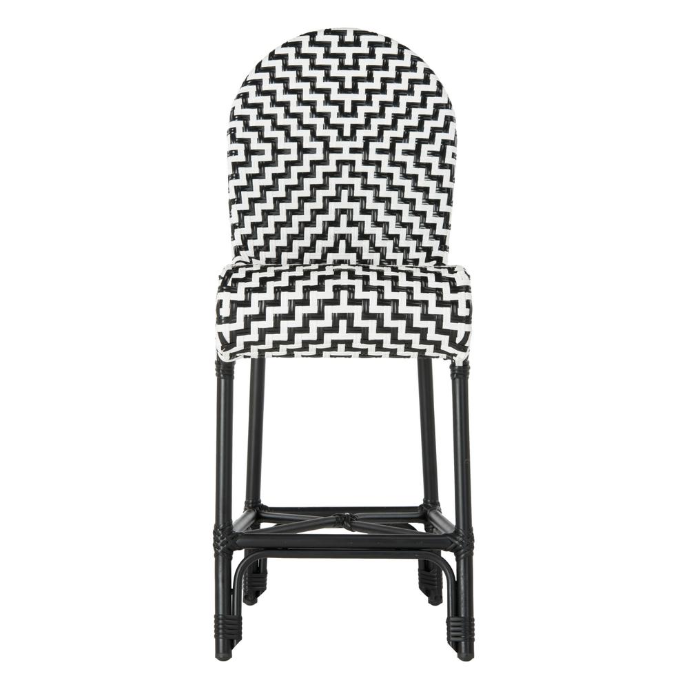 Safavieh Shea Black And White Wicker Outdoor Bar Stool Pat4020a Shea Black And White Wicker Outdoor Bar Stool