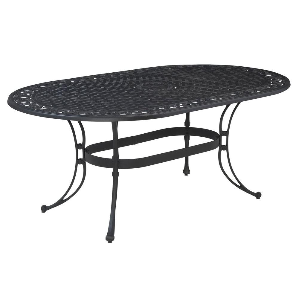Homestyles Biscayne 72 In X 42 In Black Oval Patio Dining Table 5554 33 The Home Depot