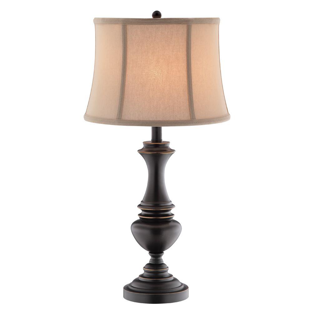 Hampton Bay Candler 25.75 in. Oil Rubbed Bronze Table Lamp with Bell