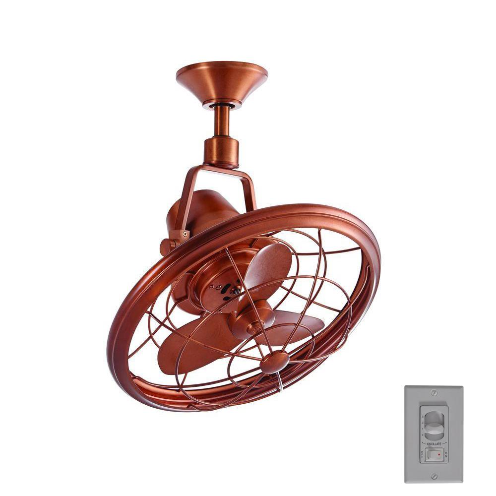 Bentley Ii 18 In Indoor Outdoor Weathered Copper Oscillating Ceiling Fan With Wall Control