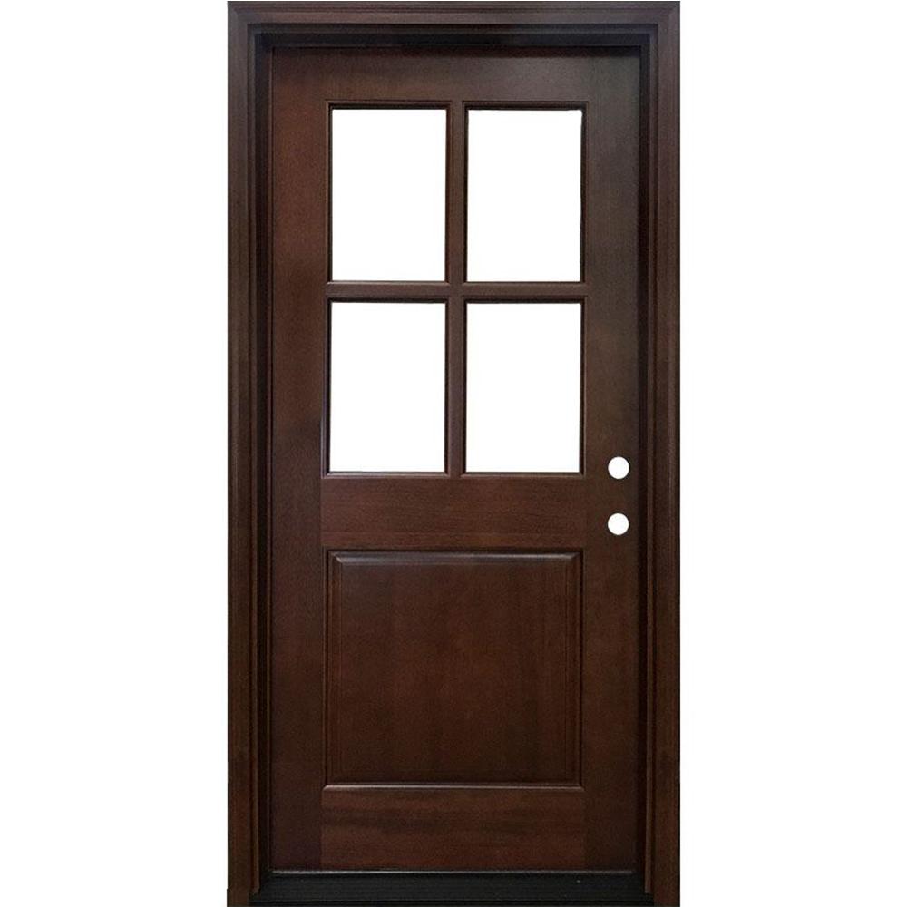 Steves Sons 32 In X 80 In Farmhouse Ashville Left Hand Inswing Mahogany Stained Wood Prehung Front Door