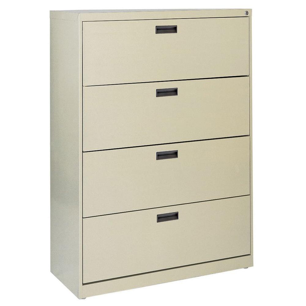 Sandusky 400 Series 50 5 In H X 30 In W X 18 In D Putty 4 Drawer Lateral File Cabinet E204l 07 The Home Depot